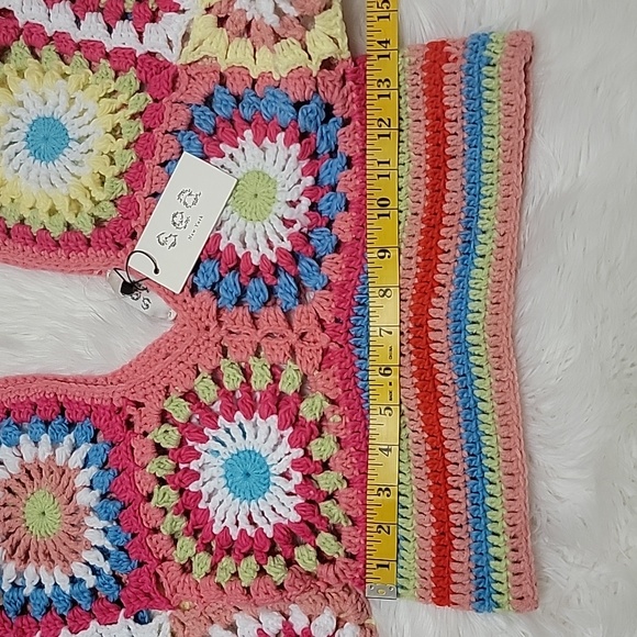 SEA New York |  Pink Multi Granny Square Crochet Top - Picture 8 of 10